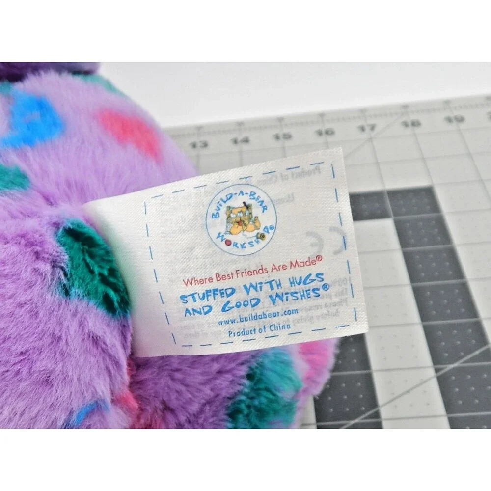 Build A Bear Purple Peace Bear 15 Inch 2011 Hearts Hot Pink Feet Ears